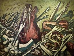 Figure 2. Los Teules IV, (1947), by José Clemente Orozco. Oil on masonite, 48.8 x 63 in. (124 x 160 cm). Carrillo Gil Museum Collection, Mexico City. 